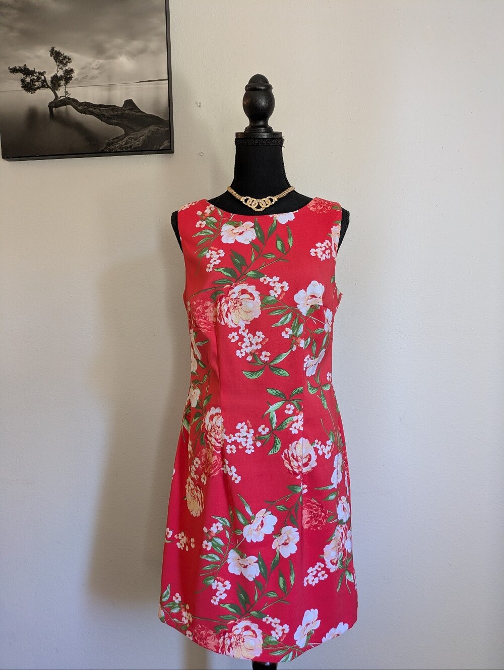 ​ALYX Vibrant Red Floral Sleeveless Sheath Shift Dress Size 8